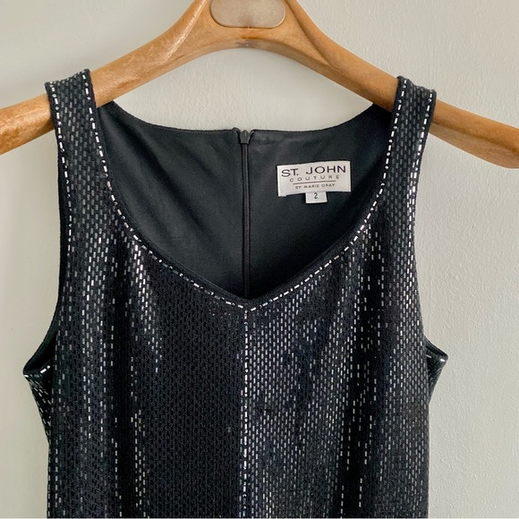 St. John Couture Black Sparkling Evening Dress Size 2 - Picture 2 of 4